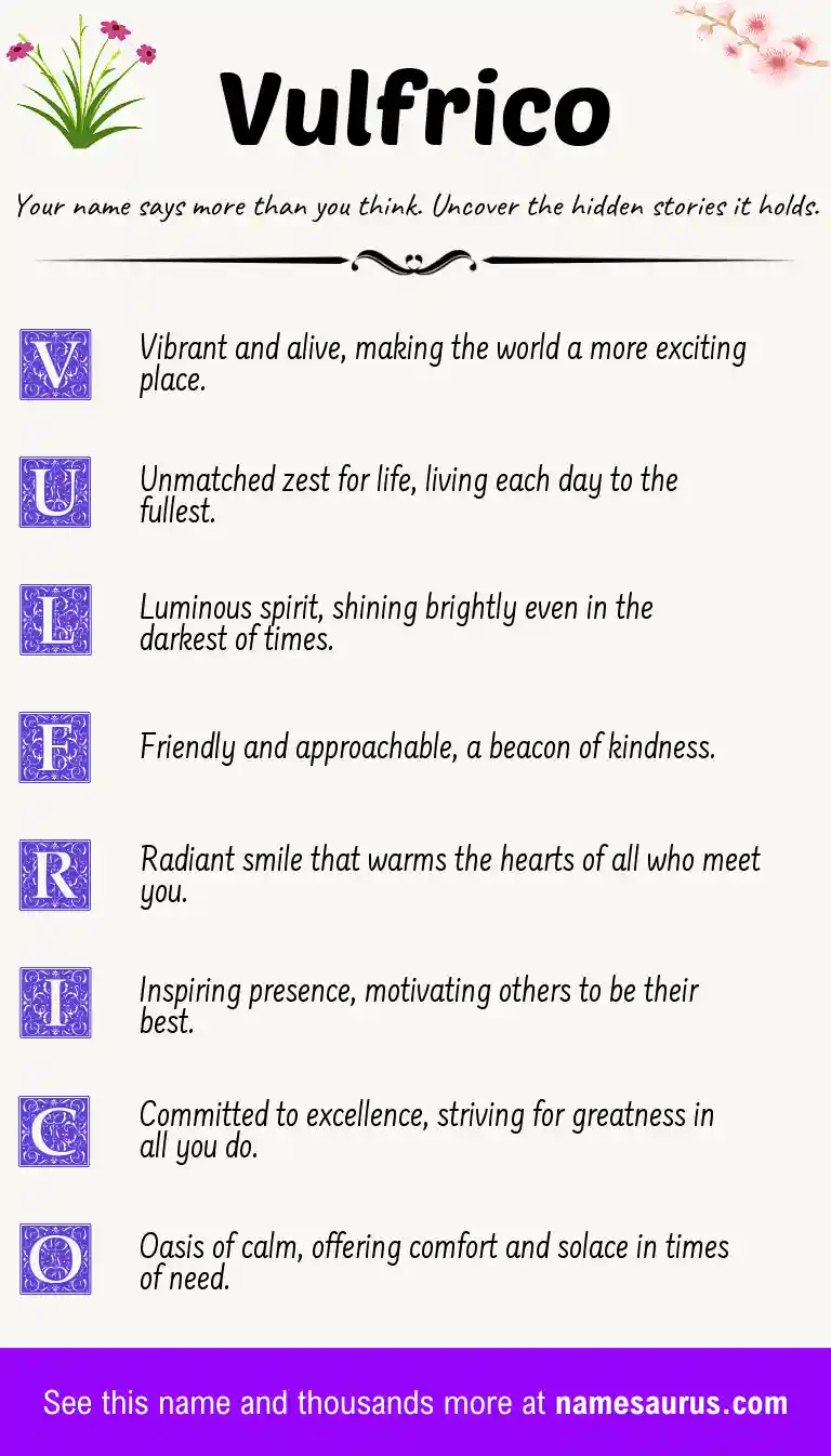 Acrostic poem about Vulfrico.