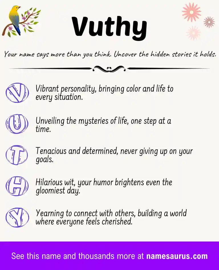 Acrostic poem about Vuthy.