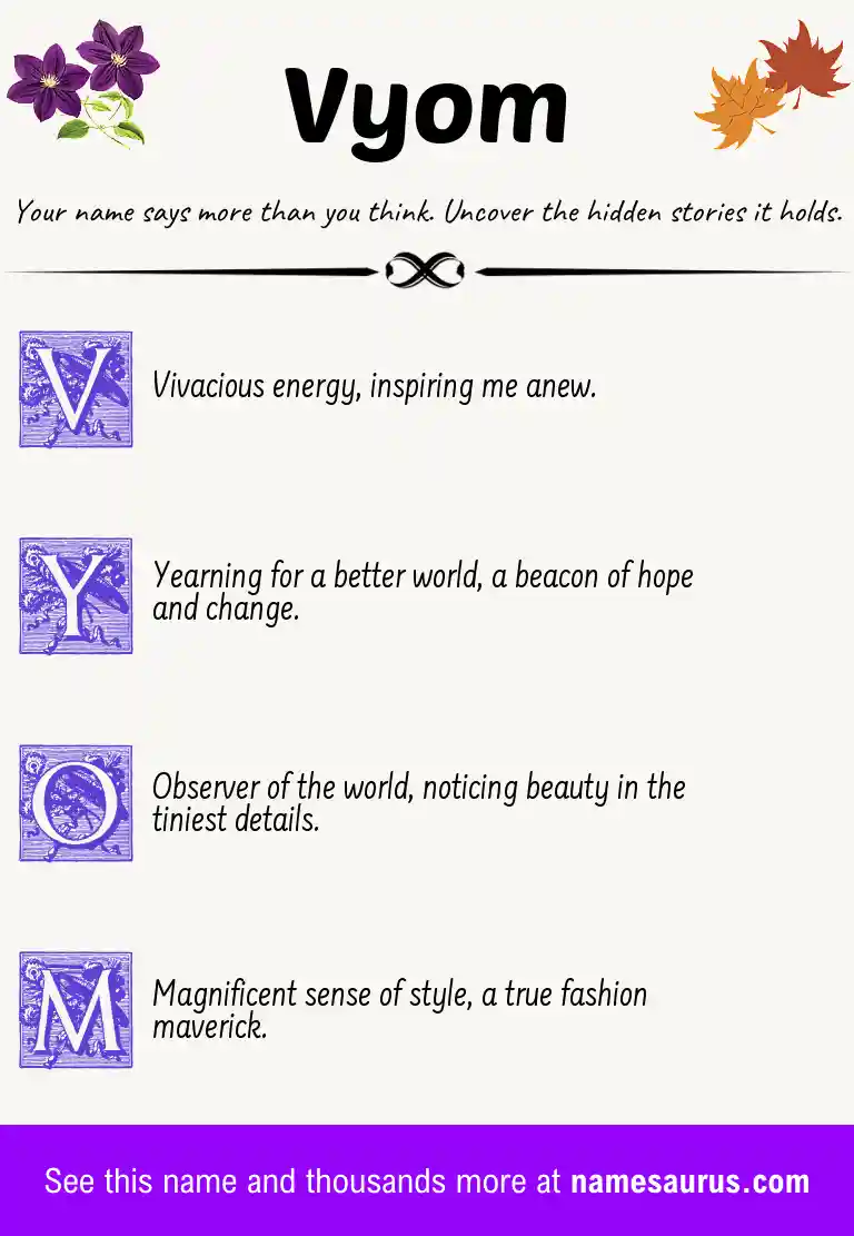 Acrostic poem about Vyom.