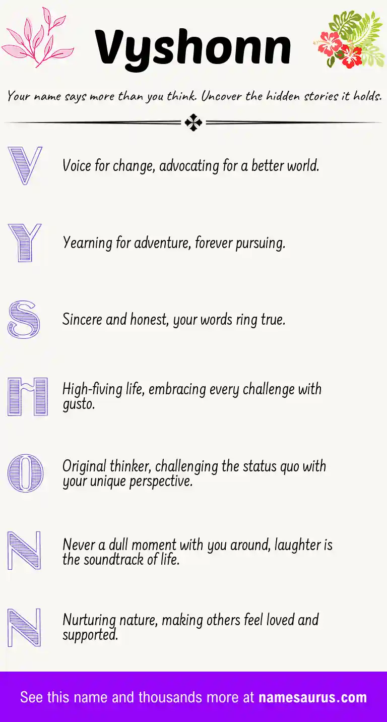 Acrostic poem about Vyshonn.