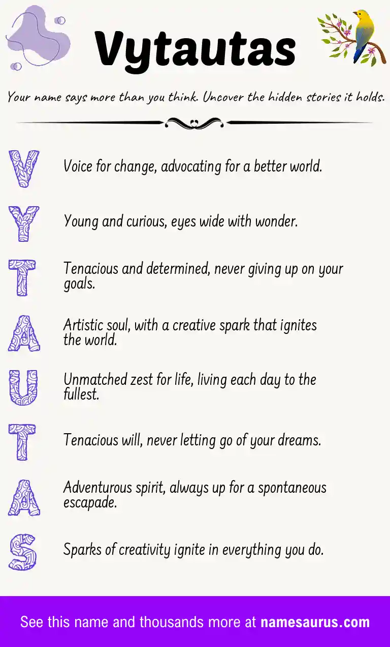Acrostic poem about Vytautas.
