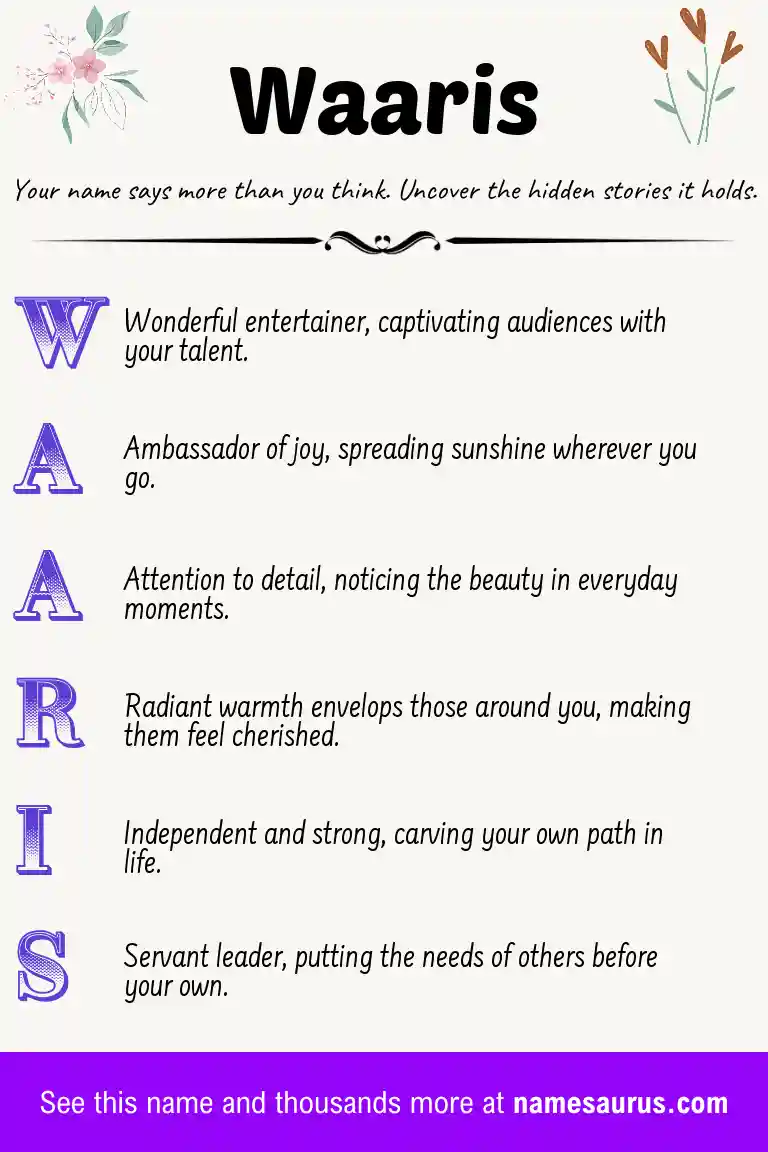 Acrostic poem about Waaris.