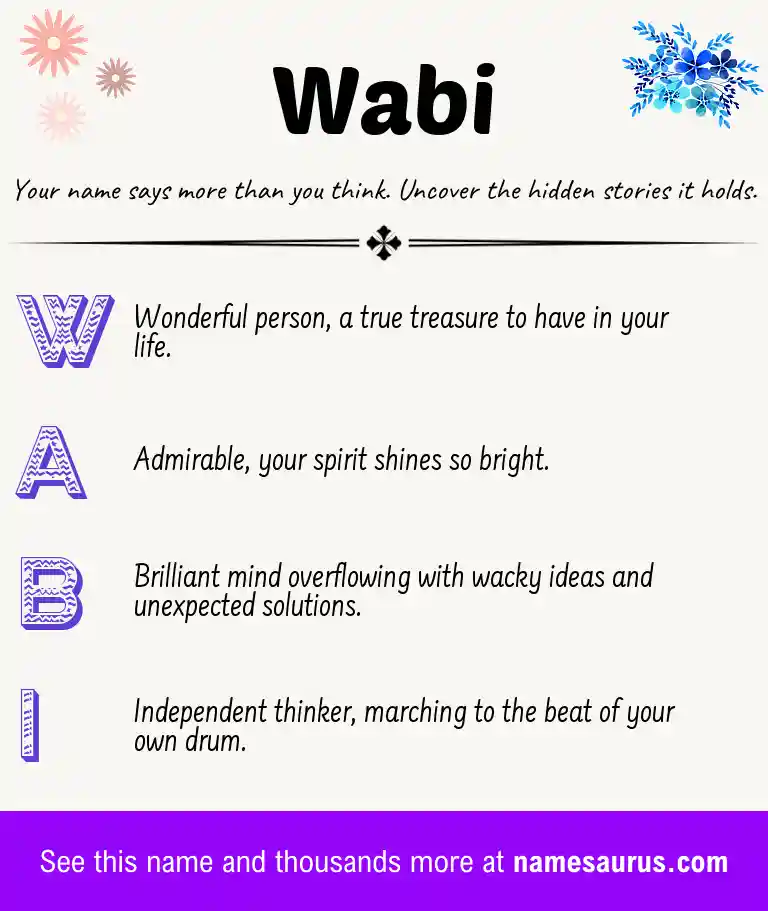 Acrostic poem about Wabi.