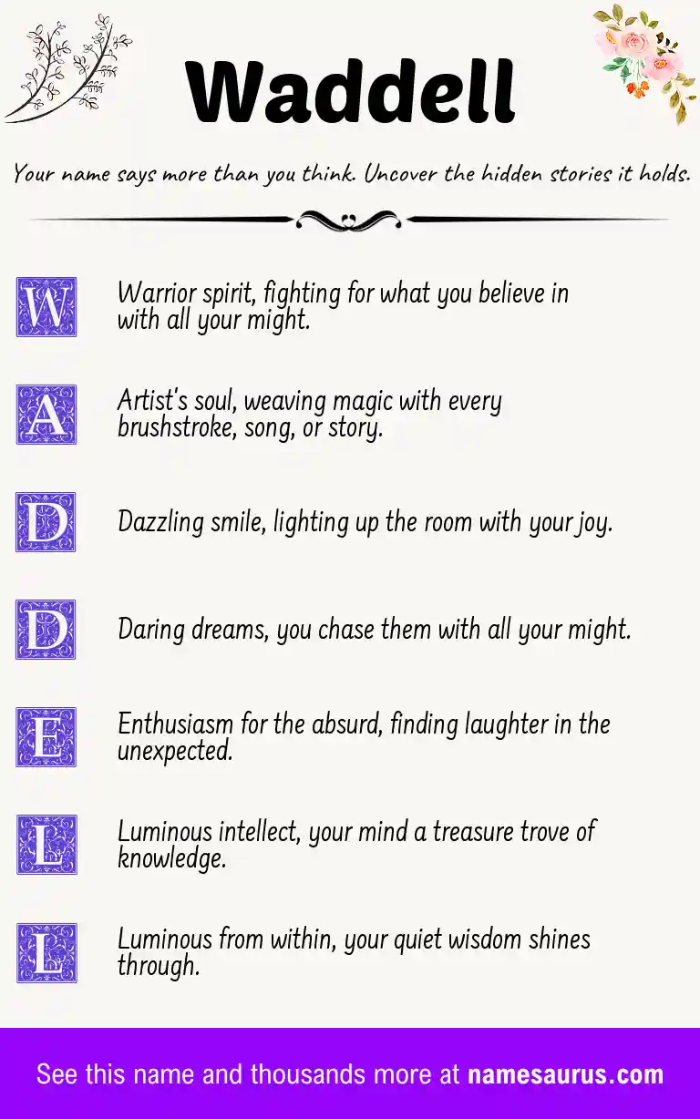 Acrostic poem about Waddell.