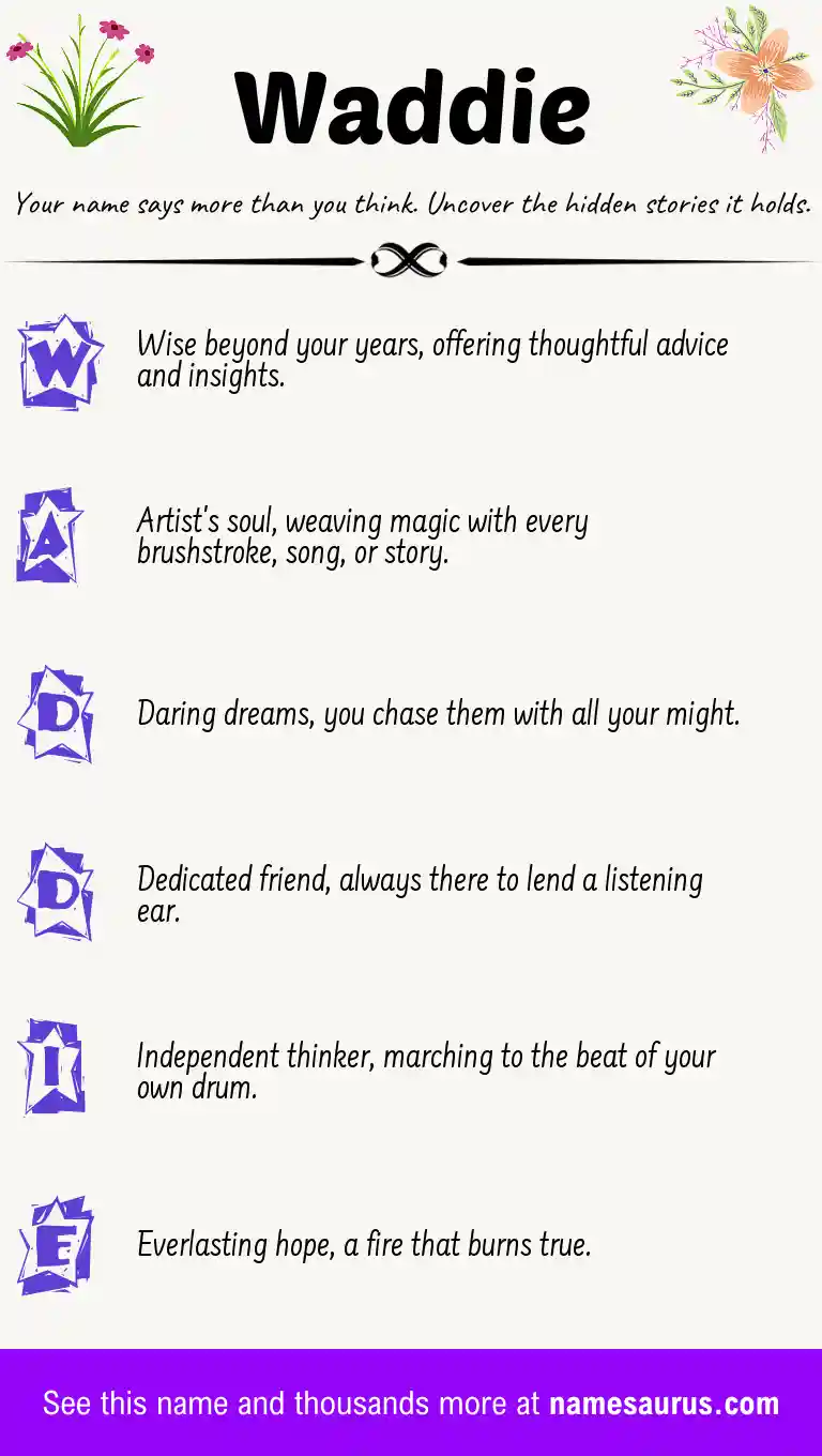 Acrostic poem about Waddie.