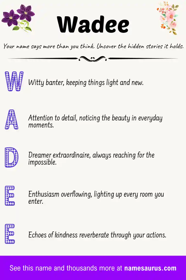 Acrostic poem about Wadee.