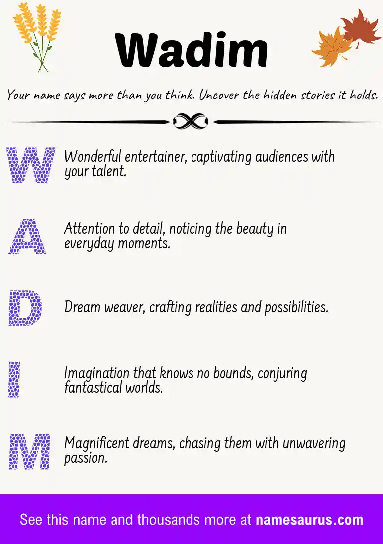 Acrostic poem about Wadim.