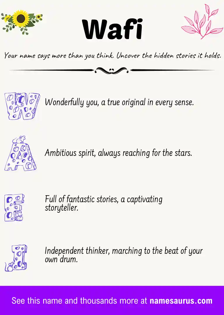 Acrostic poem about Wafi.