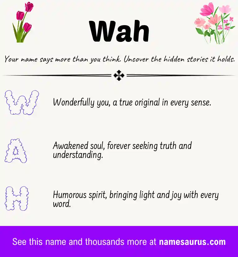 Acrostic poem about Wah.