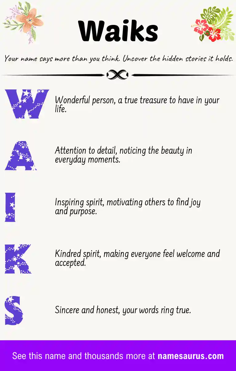 Acrostic poem about Waiks.