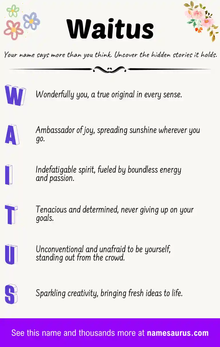 Acrostic poem about Waitus.
