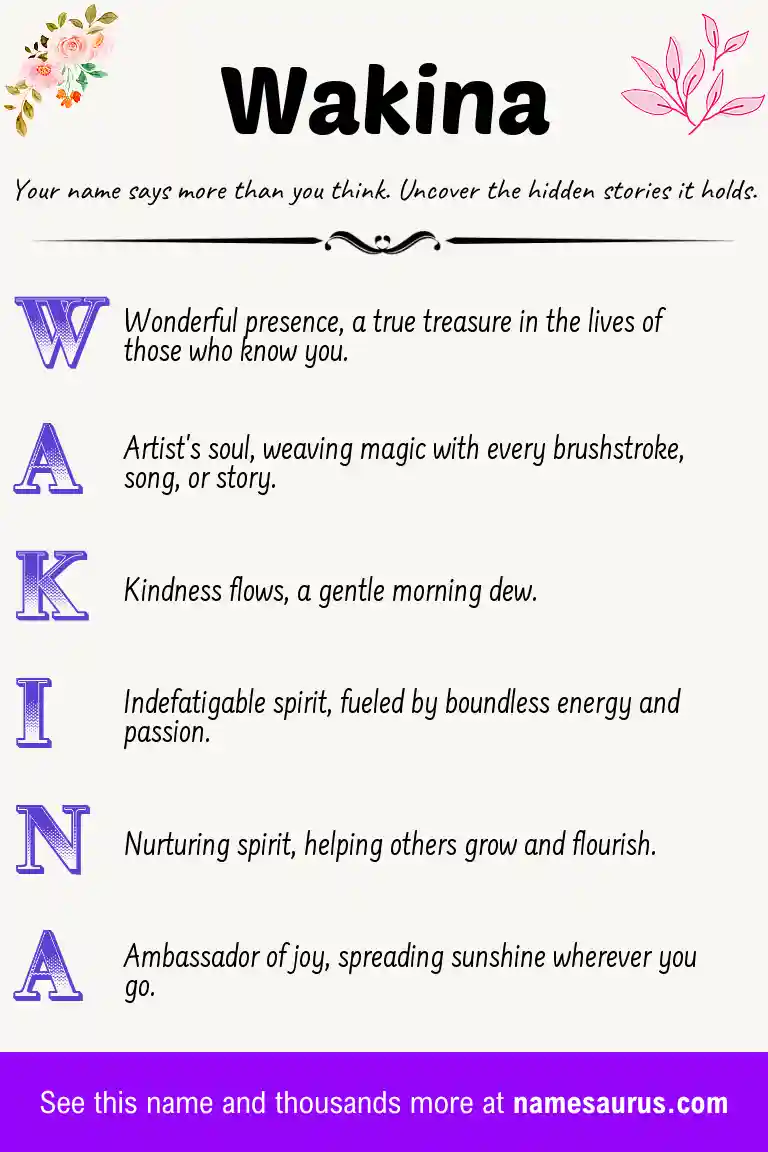Acrostic poem about Wakina.