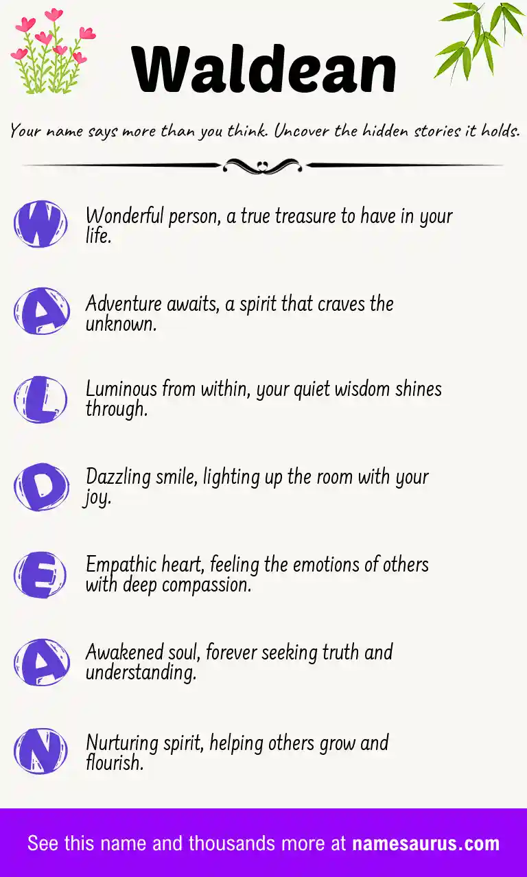 Acrostic poem about Waldean.