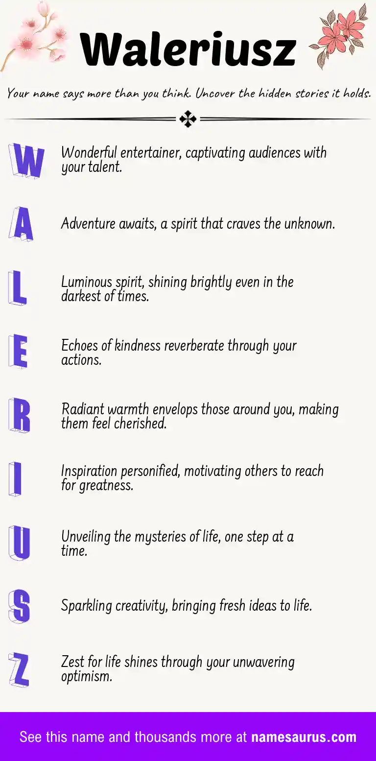 Acrostic poem about Waleriusz.