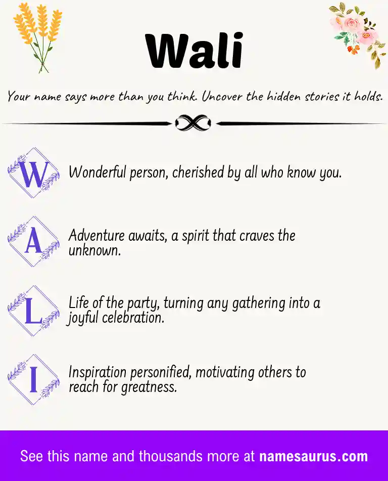 Acrostic poem about Wali.