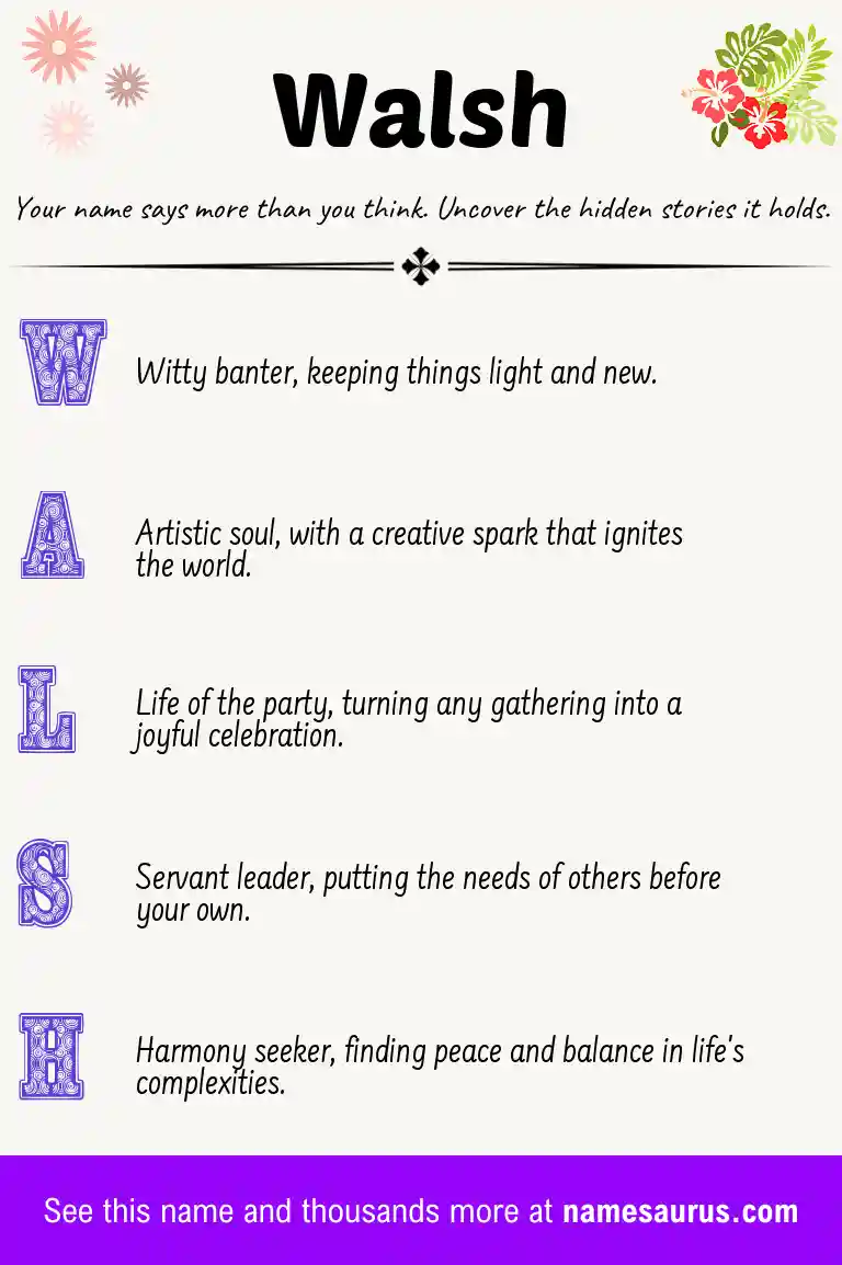 Acrostic poem about Walsh.