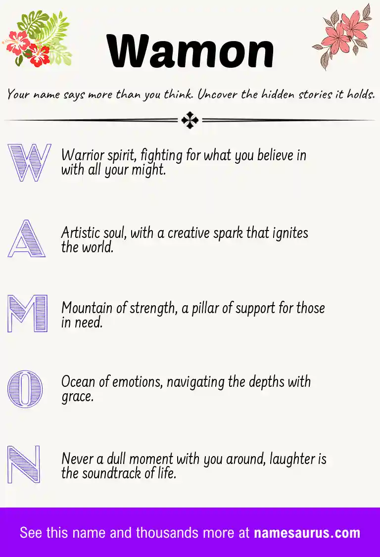 Acrostic poem about Wamon.