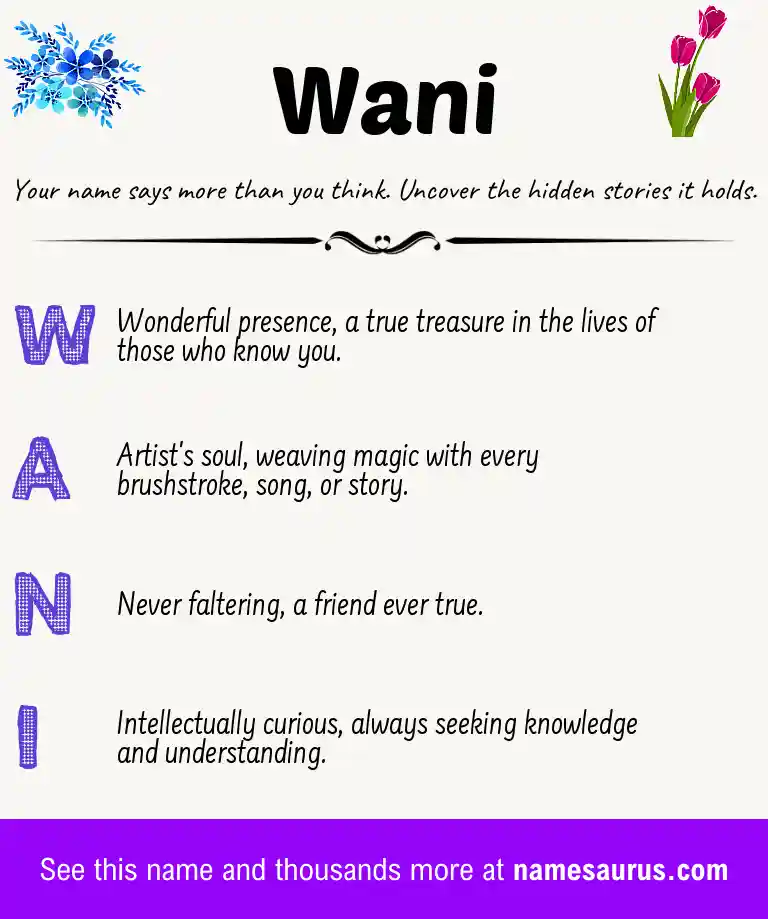 Acrostic poem about Wani.