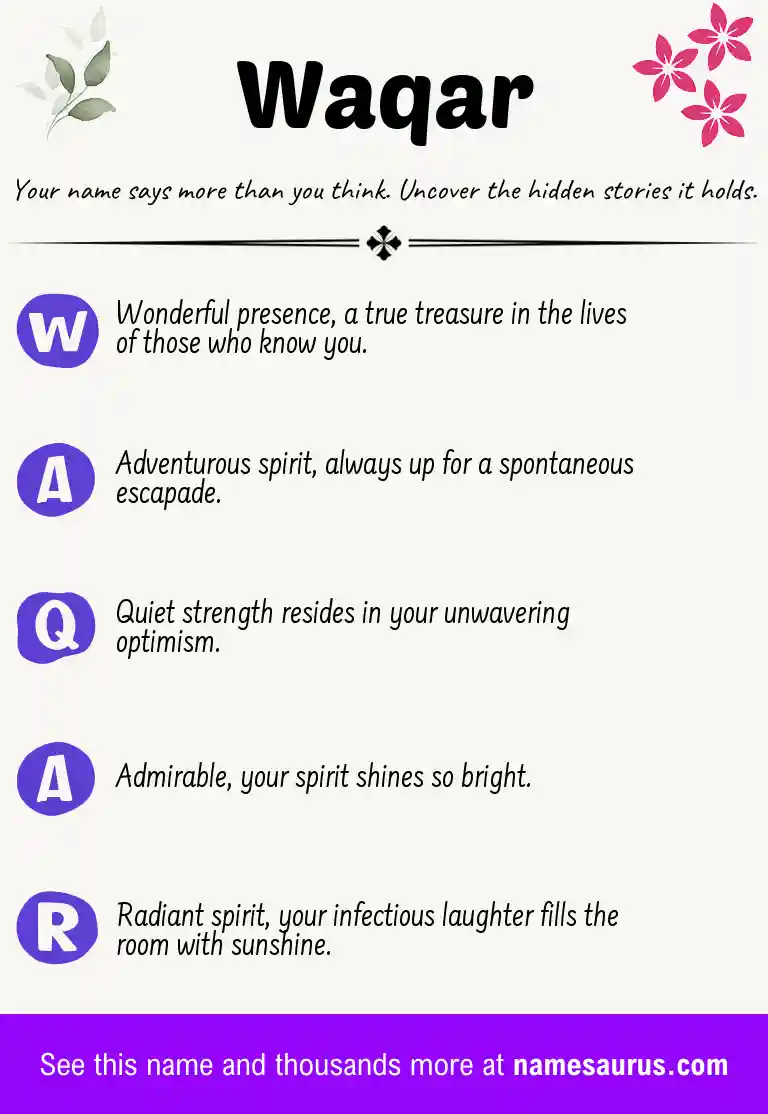 Acrostic poem about Waqar.