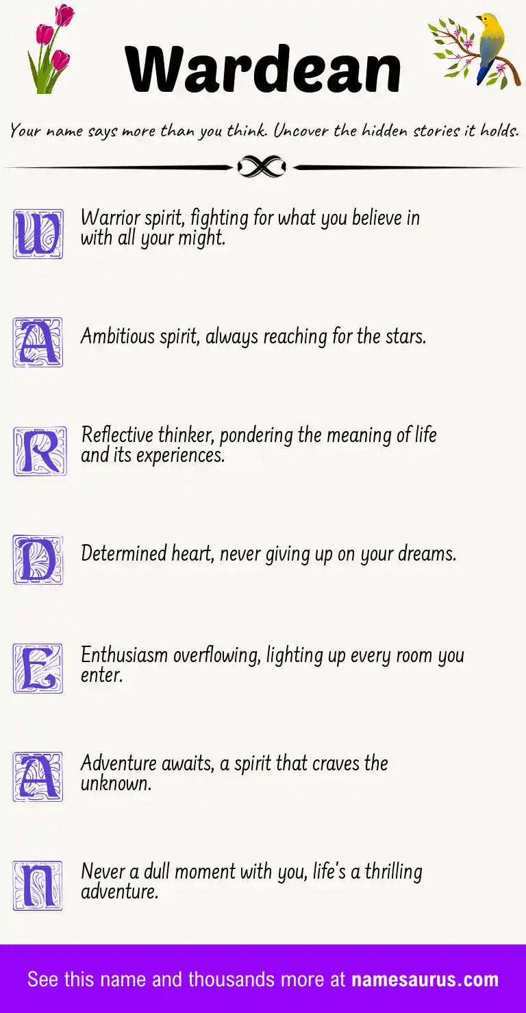 Acrostic poem about Wardean.
