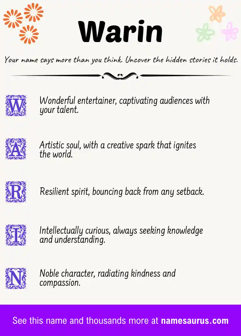 Acrostic poem about Warin.