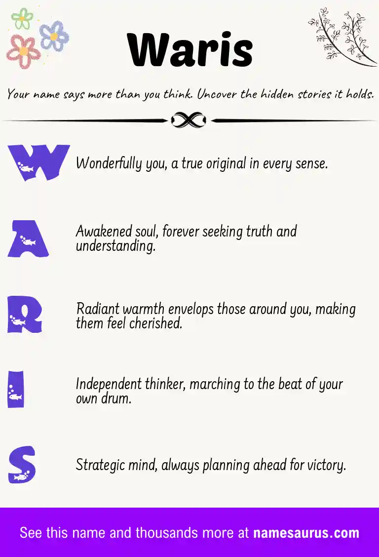 Acrostic poem about Waris.