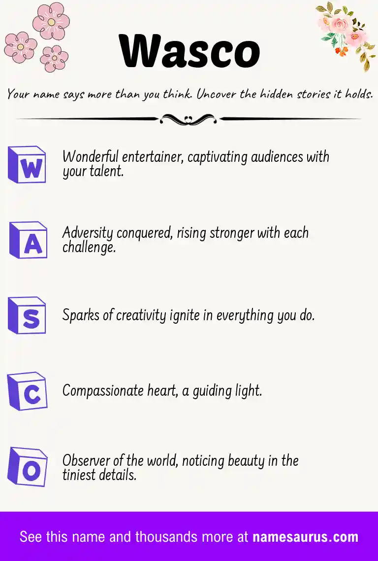 Acrostic poem about Wasco.