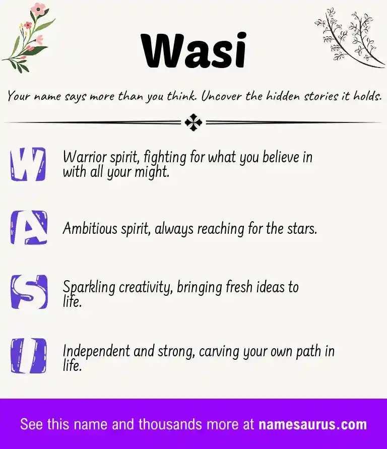 Acrostic poem about Wasi.