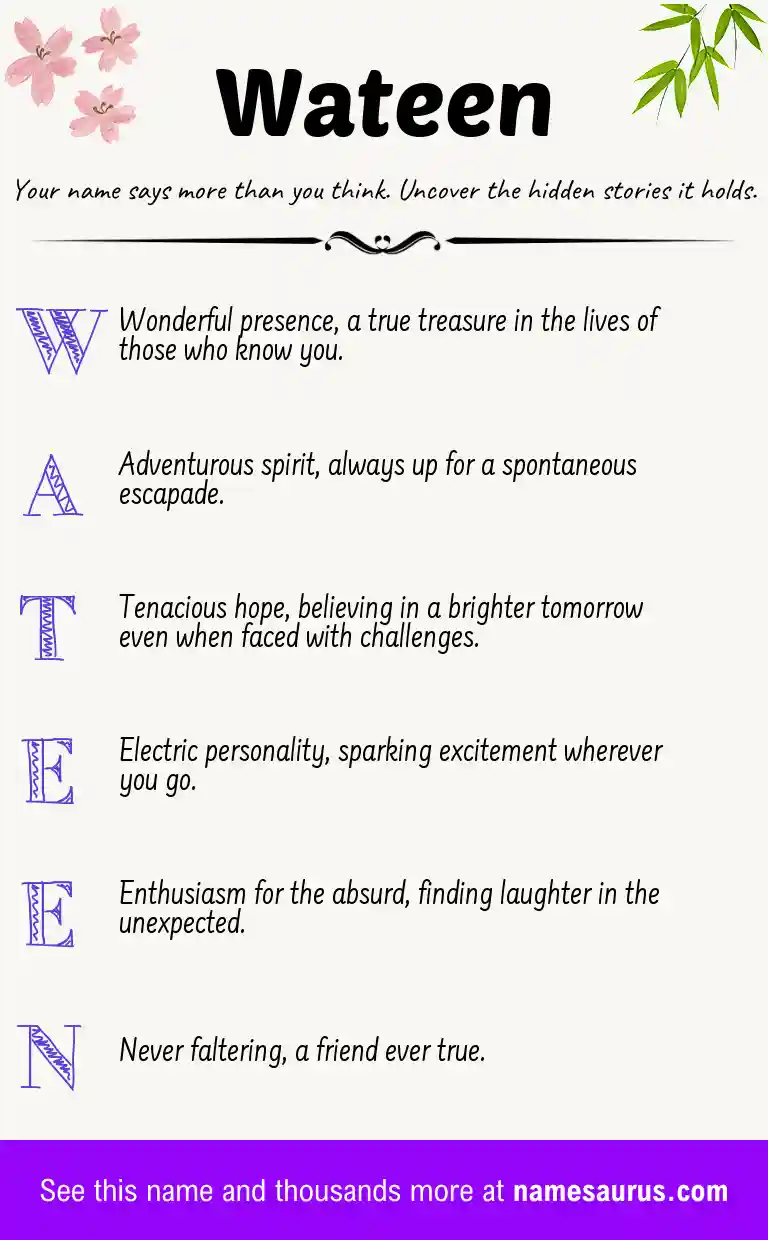 Acrostic poem about Wateen.