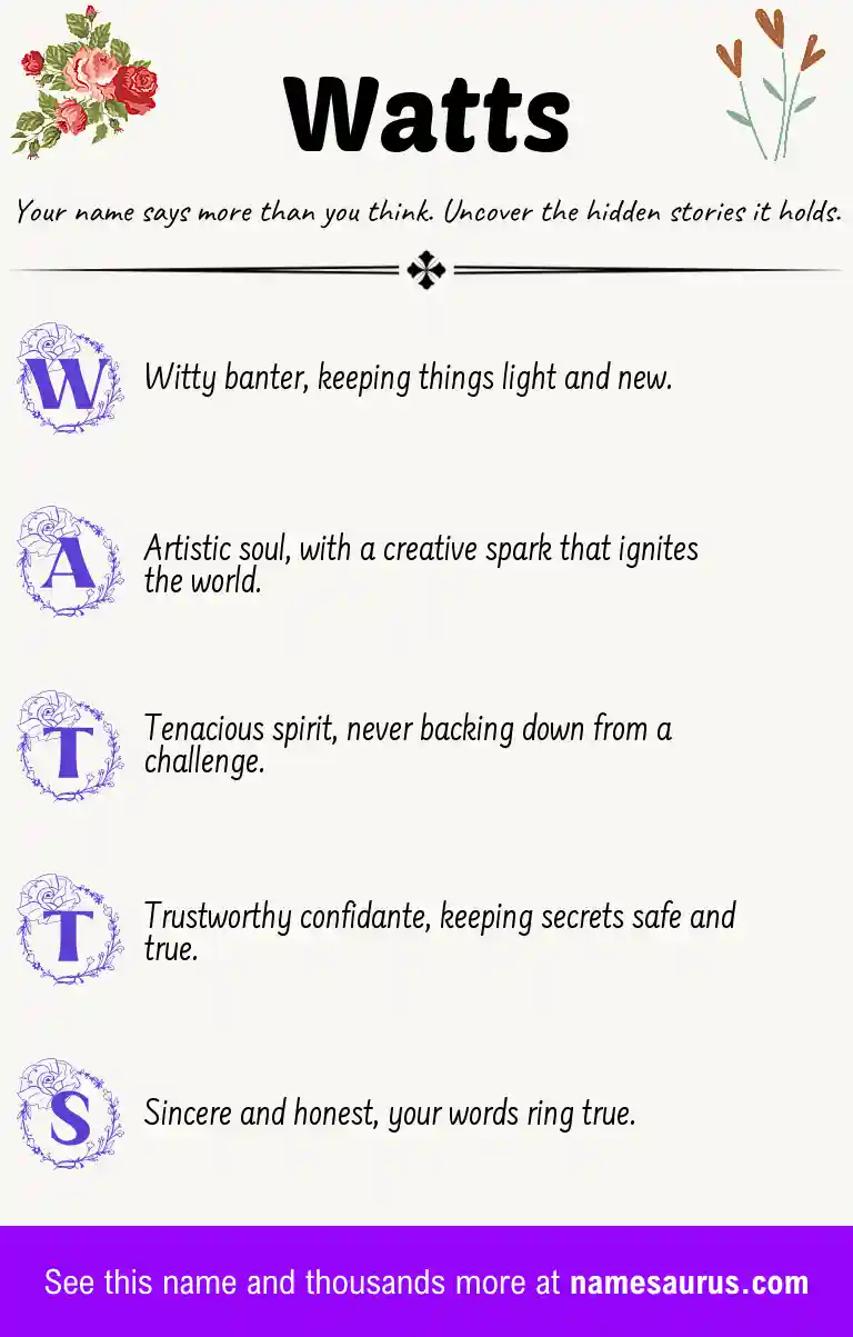 Acrostic poem about Watts.