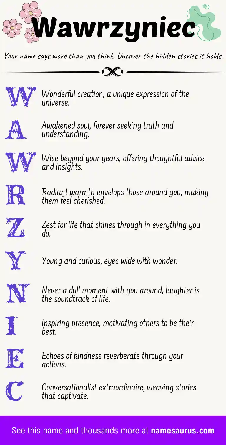 Acrostic poem about Wawrzyniec.