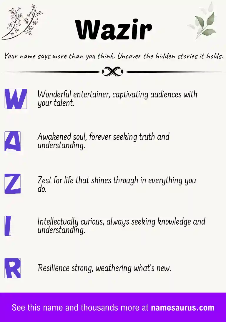 Acrostic poem about Wazir.