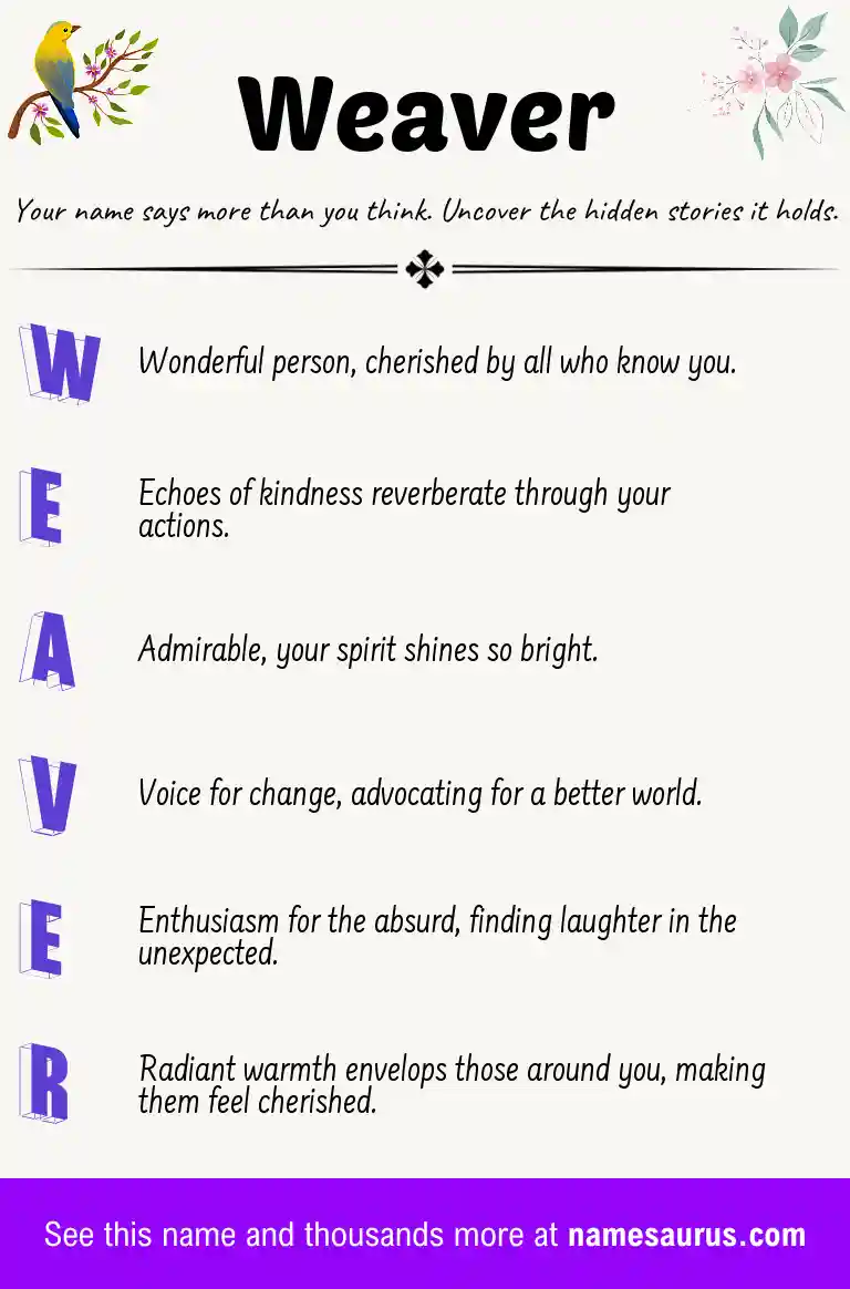 Acrostic poem about Weaver.