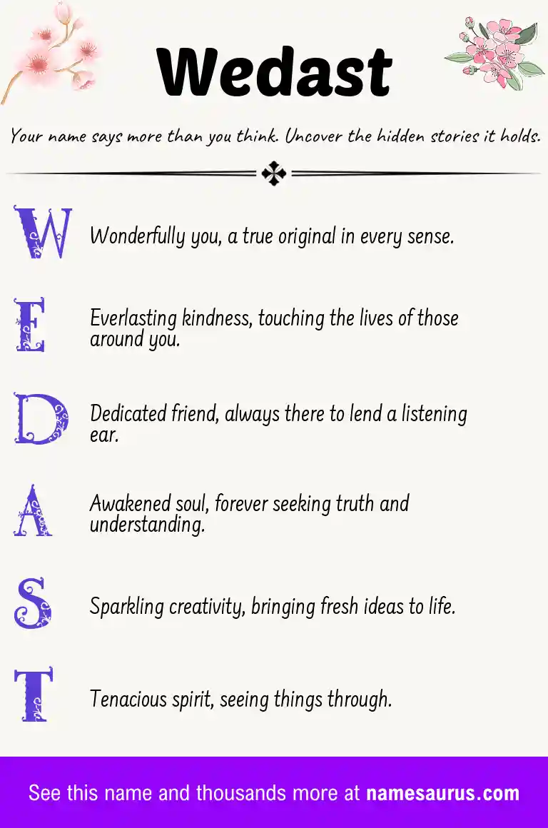 Acrostic poem about Wedast.