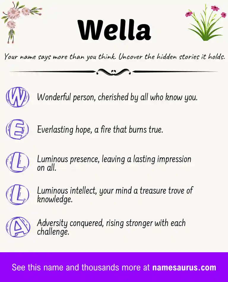 Acrostic poem about Wella.