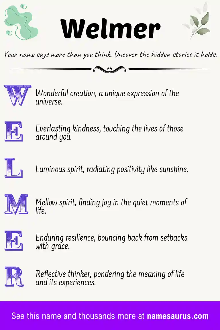 Acrostic poem about Welmer.