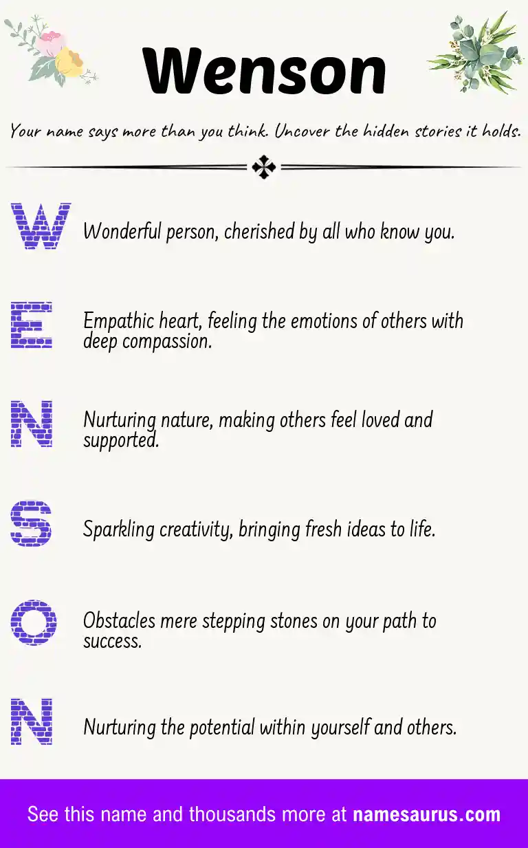 Acrostic poem about Wenson.