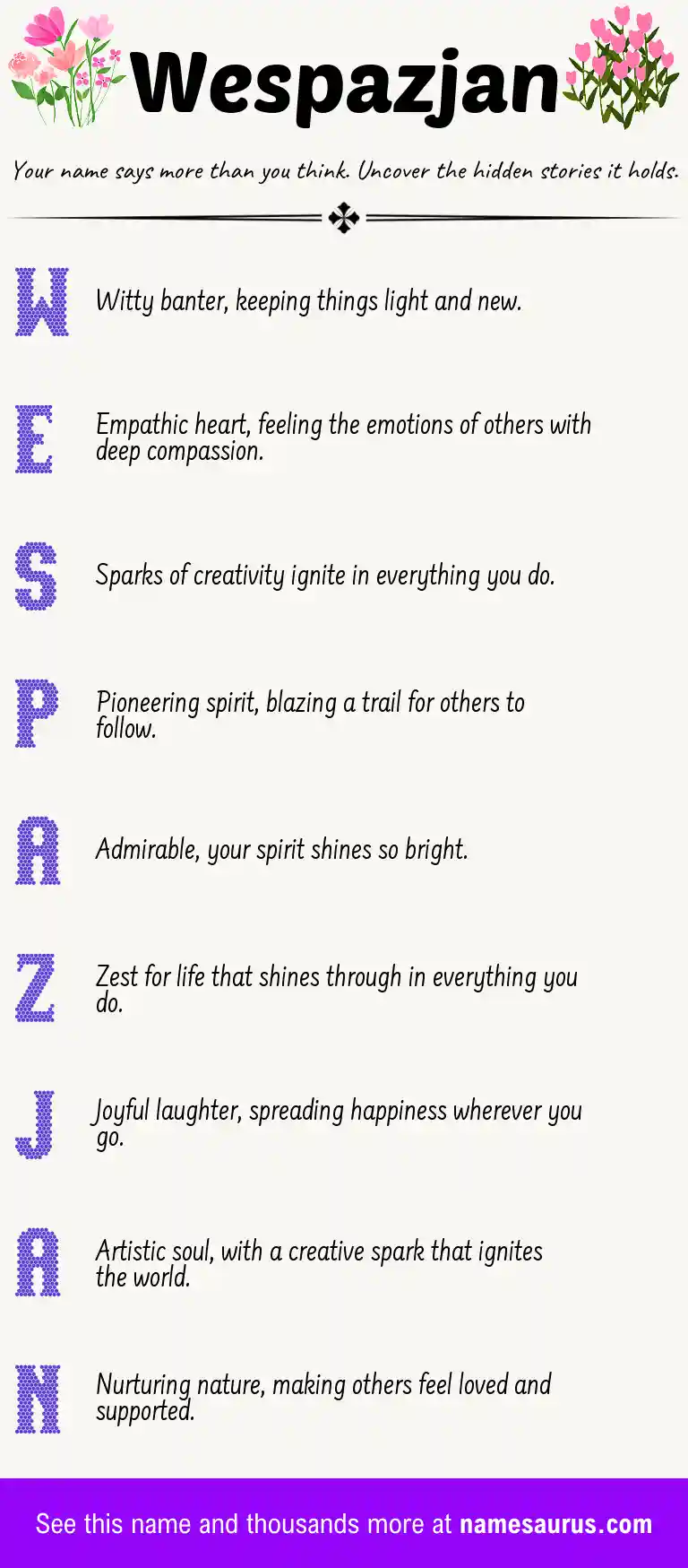 Acrostic poem about Wespazjan.