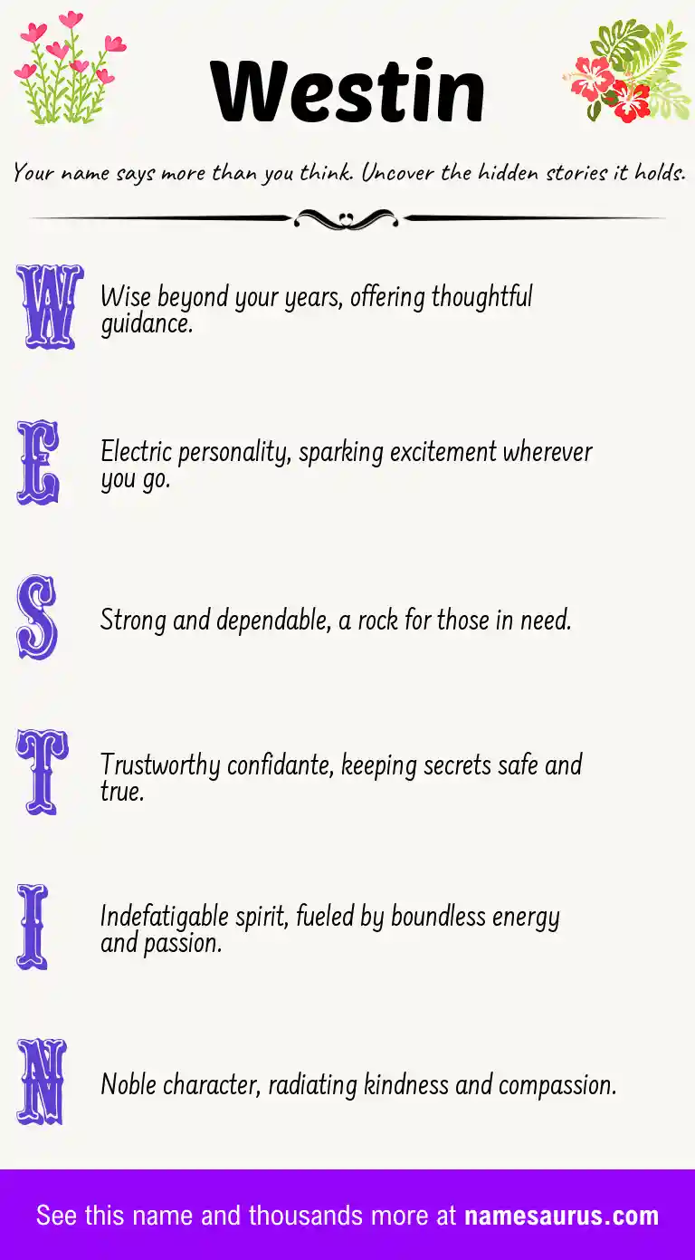 Acrostic poem about Westin.