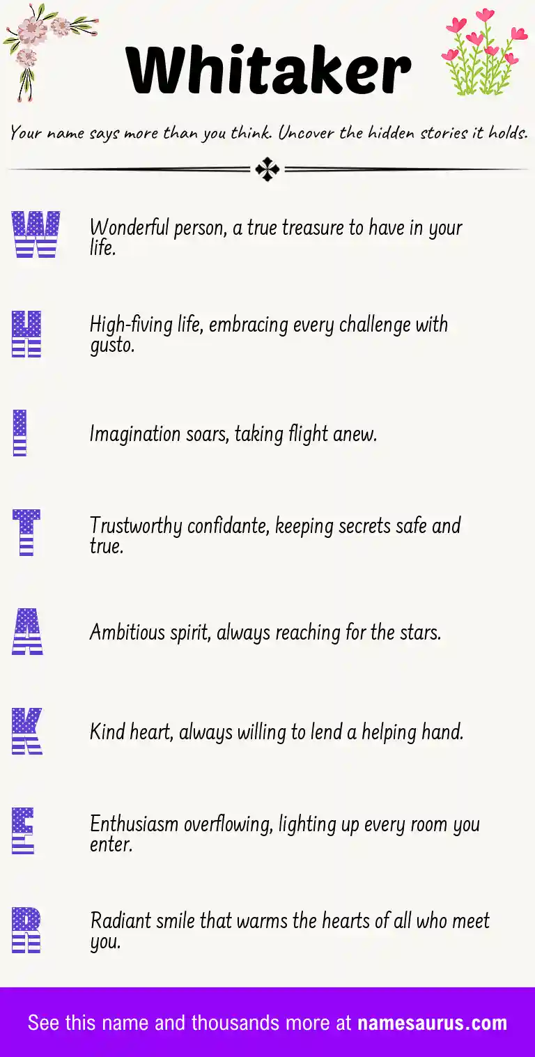 Acrostic poem about Whitaker.