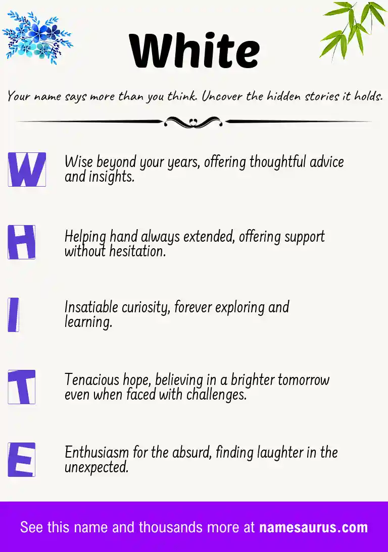 Acrostic poem about White.