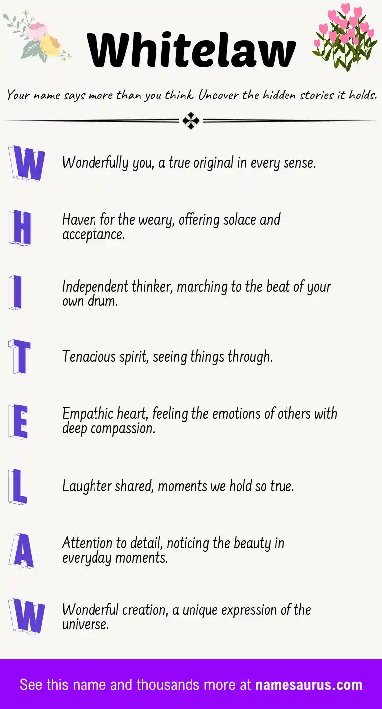 Acrostic poem about Whitelaw.