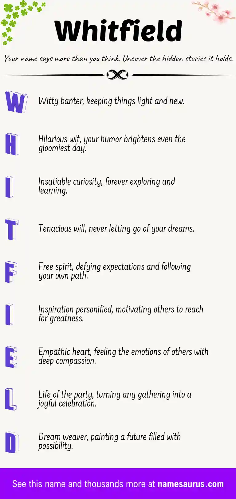 Acrostic poem about Whitfield.