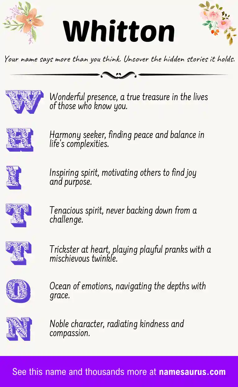 Acrostic poem about Whitton.