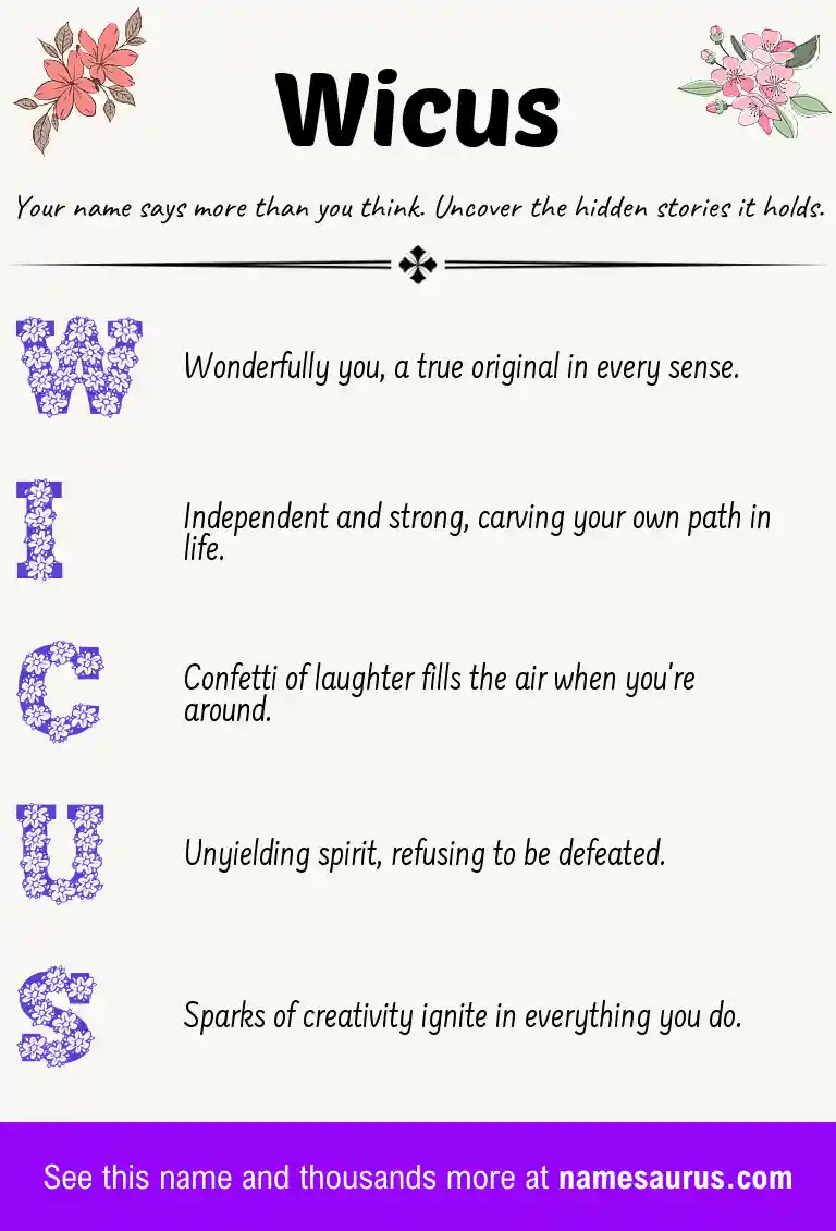 Acrostic poem about Wicus.