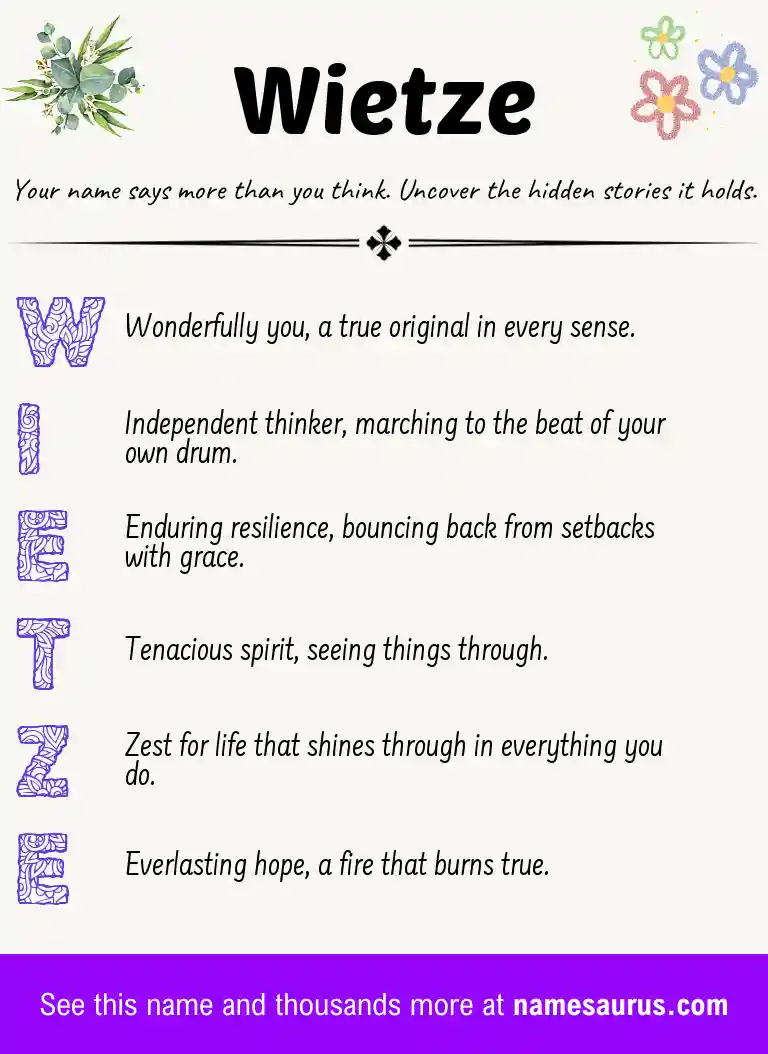 Acrostic poem about Wietze.