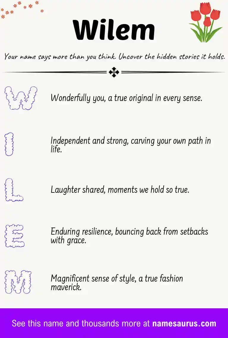 Acrostic poem about Wilem.
