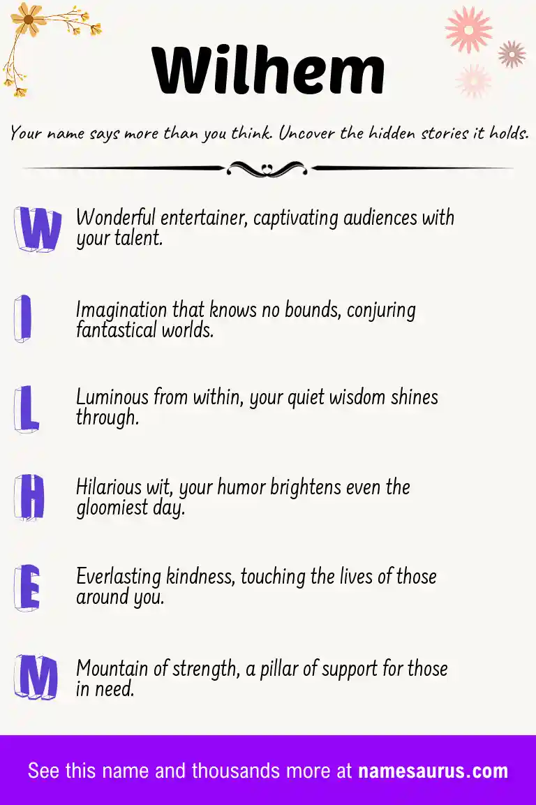 Acrostic poem about Wilhem.