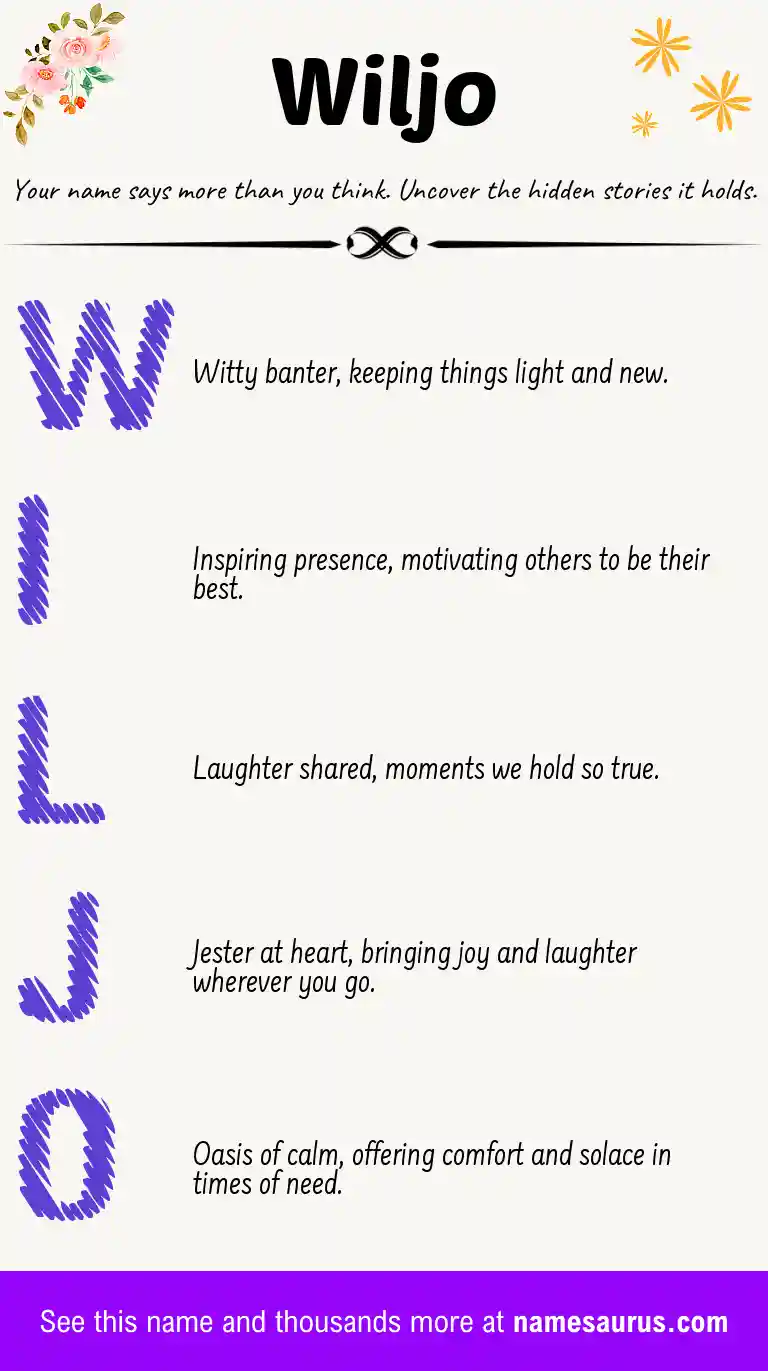 Acrostic poem about Wiljo.