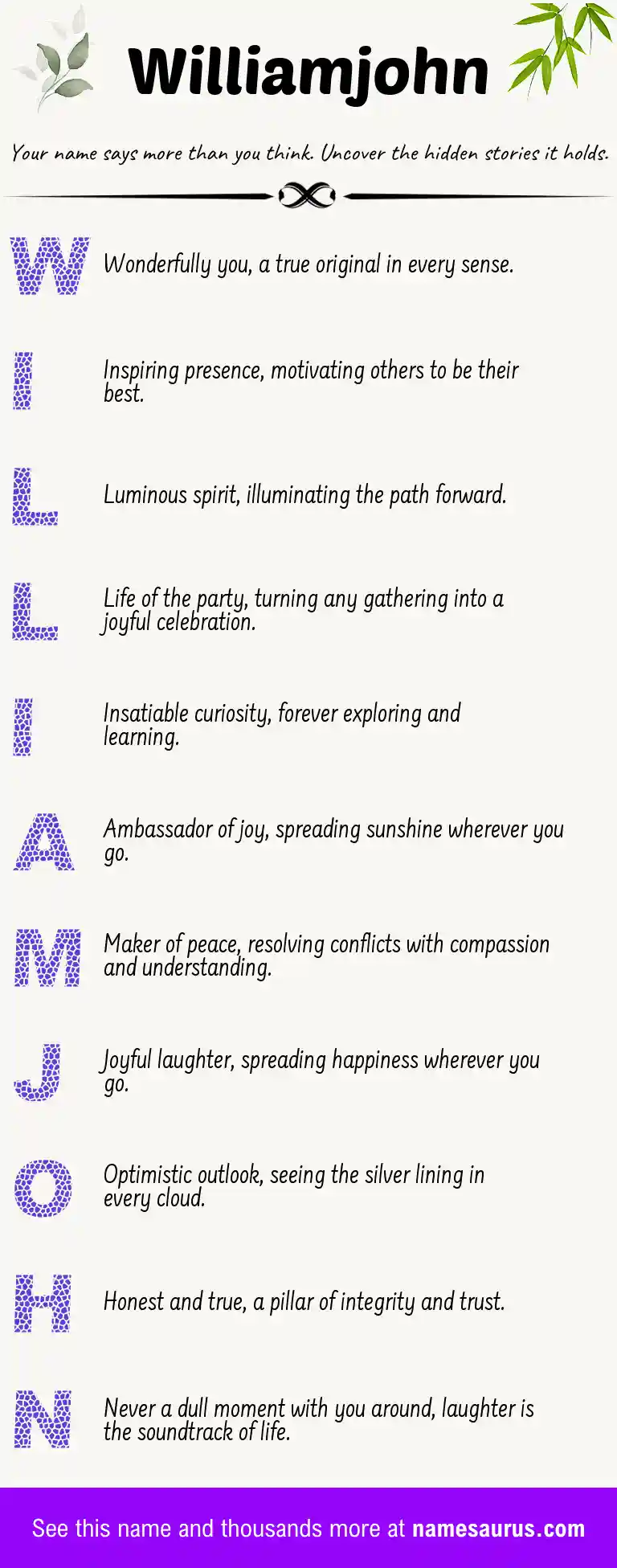 Acrostic poem about Williamjohn.